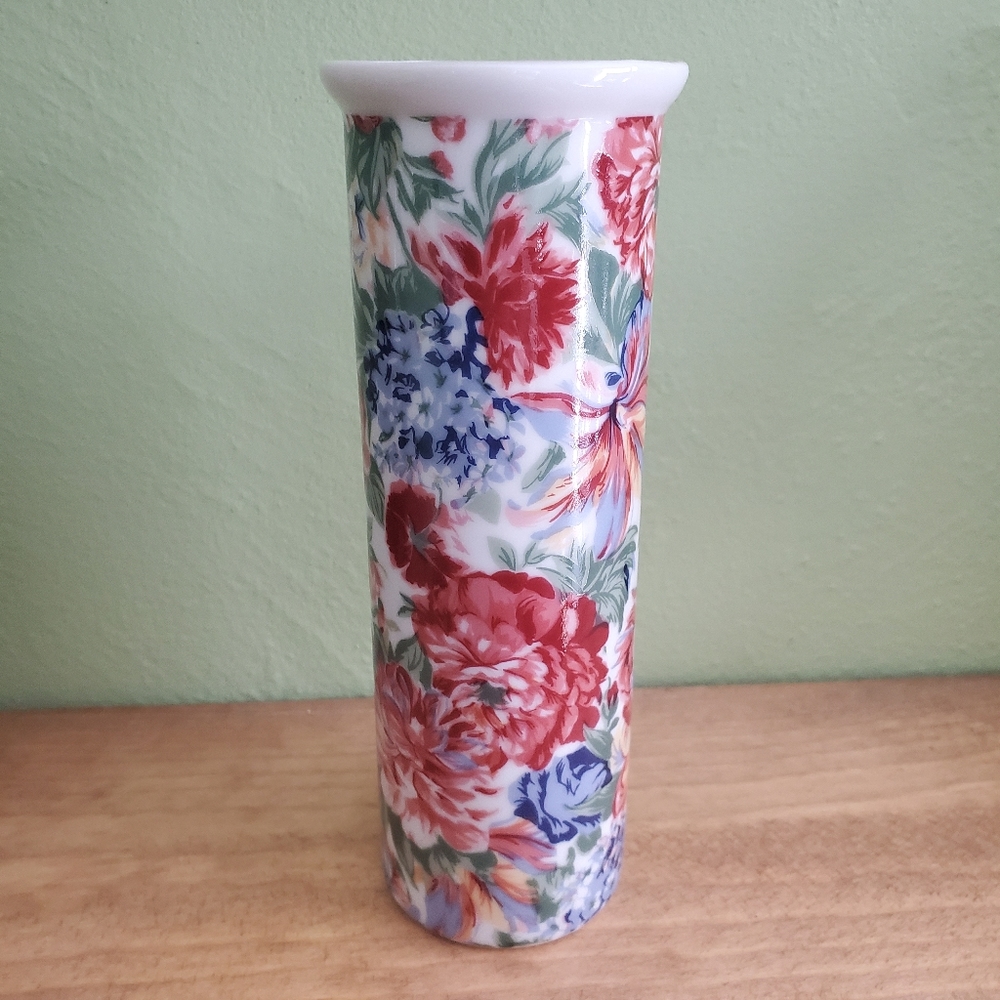 Floral tube shaped vase